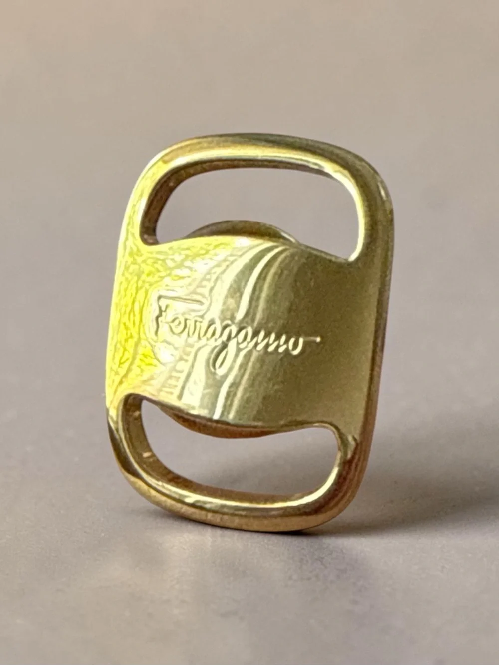 Salvatore Ferragamo Gold Logo Scarf ring
